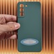 TPU калъф, съвместим със Samsung S21, дизайн с отвор на лого, вътрешно кадифе, тъмно зелен, TELGORBCS