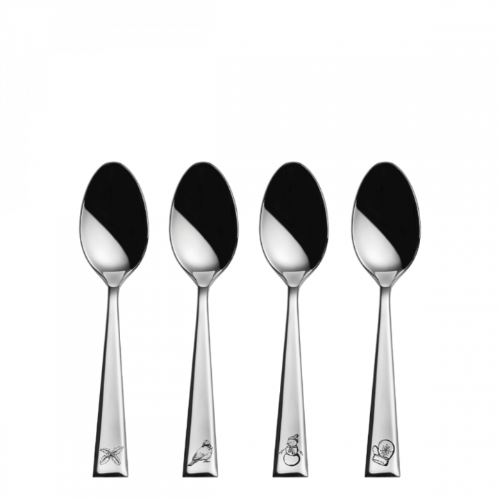 Set lingurite de cafea 4 bucati. cu laser cu imagini de iarna, Sola, 110698, Inox