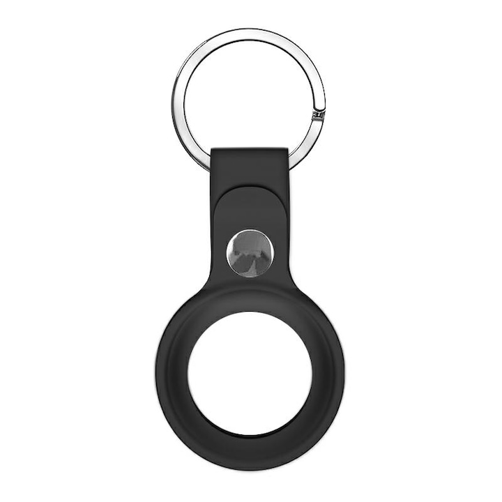 Силиконов защитен ключодържател, съвместим с Apple AirTag, черен