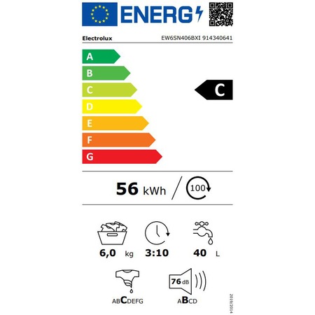 Пералня Electrolux EW6SN406BXI, 6 кг, 1000 об./мин., Инверторен мотор, Антрацит