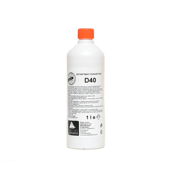 Detartrant profesional concentrat D40 1000ml, SPERANTA, curățare rapidă, eficient împotriva calcarului și ruginii