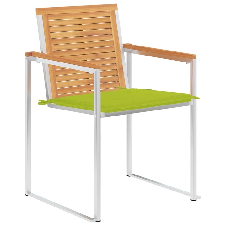Set 8 Scaun de exterior, vidaXL, 60 x 56 x 85 cm, Maro, Lemn de tec