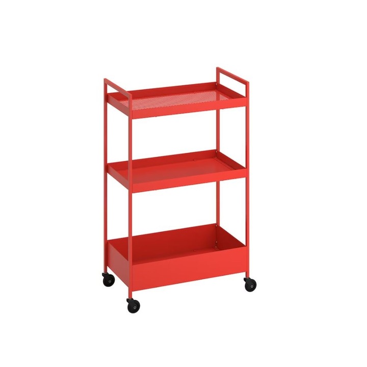 Dulap din metal rosu cu roti, 83x50x30 cm