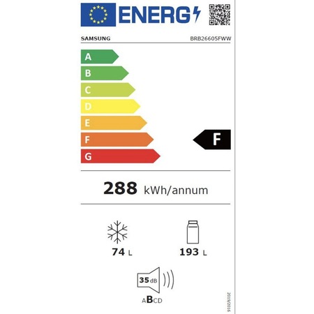 Combina frigorifica incorporabila Samsung BRB26605FWW/EF, 267 l, No Frost, H 177.5 cm, Clasa F, Alb