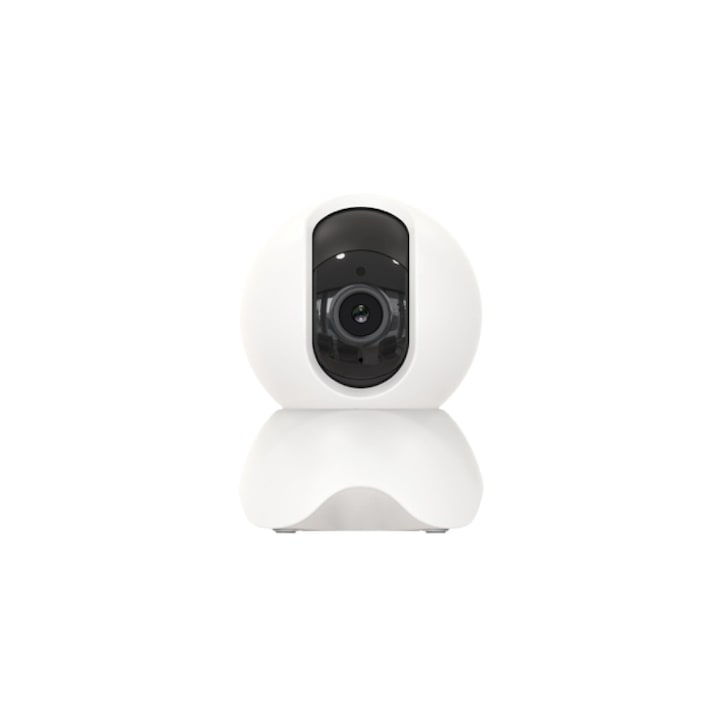 Интелигентна камера за наблюдение, безжична връзка, 360° видео ъгъл, детекция на движение, инфрачервено нощно виждане, бял