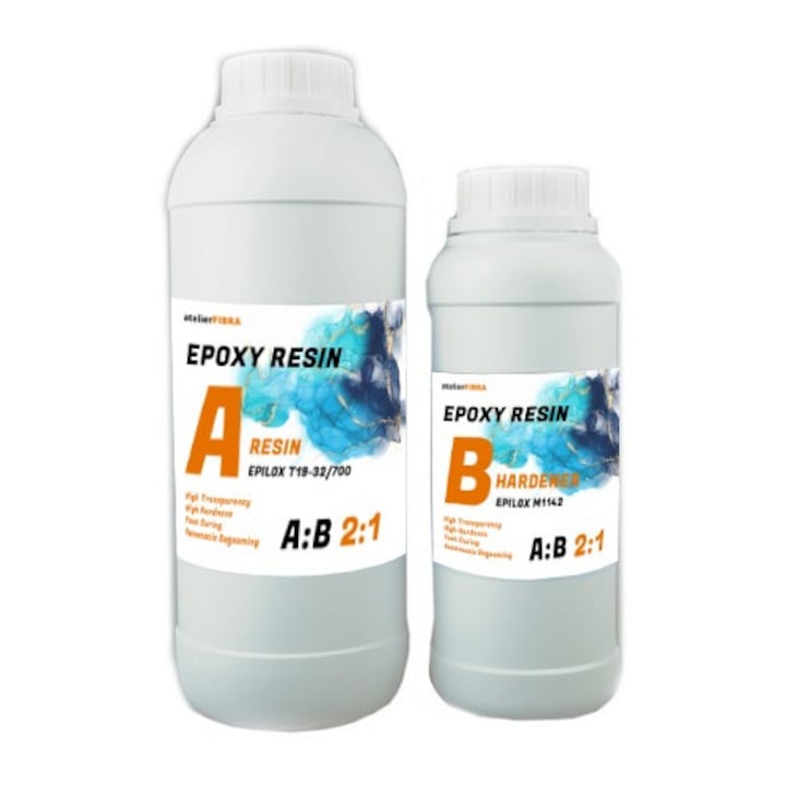 Rasina Epoxidica transparenta kit 1.5 kg, AZMarkeT pentru brelocuri, bijuterii, pardoseli 3D, blaturi mese