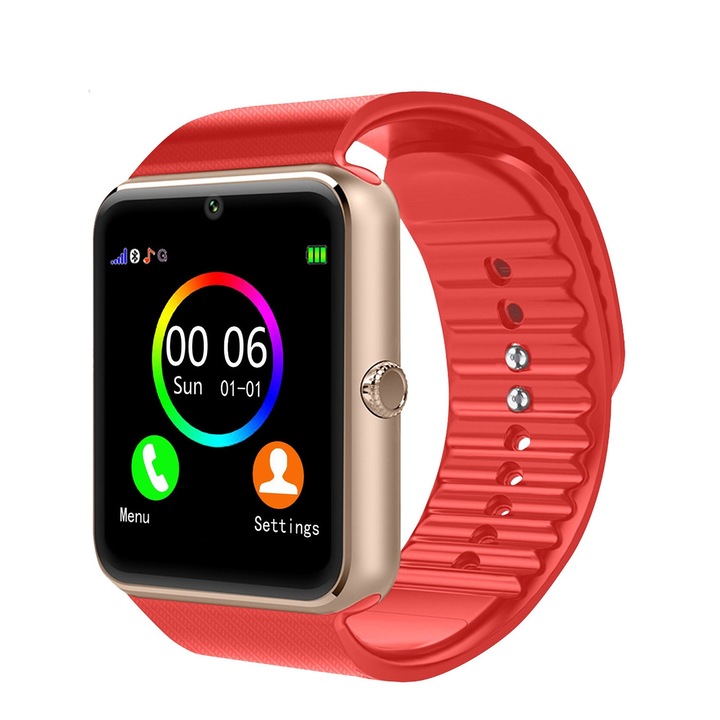 Smartwatch GT08, BeSmart, Cartela SIM, iOS/Android, Bluetooth, Rosu