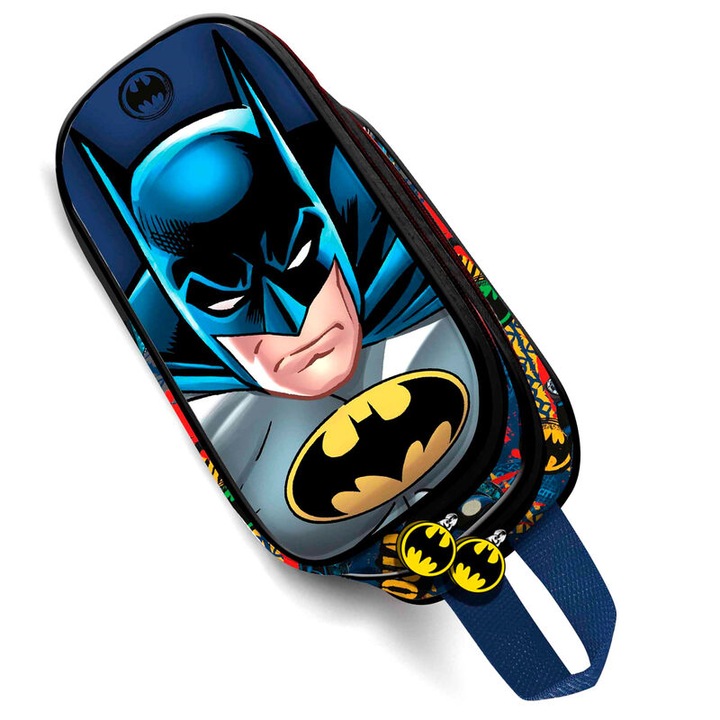 DC Comics - Batman tolltartó, 3D többszínű dizájn, 2 rekeszes, téglalap alakú, méretei 21 x 10 x 7 cm