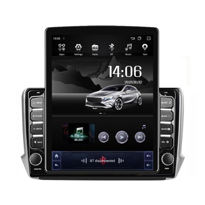 Navigatie dedicata Peugeot 208 2008 H-PSA ecran tip TESLA 9.7" cu Android Radio Bluetooth Internet GPS WIFI 4+32GB DSP 4G Octa Core