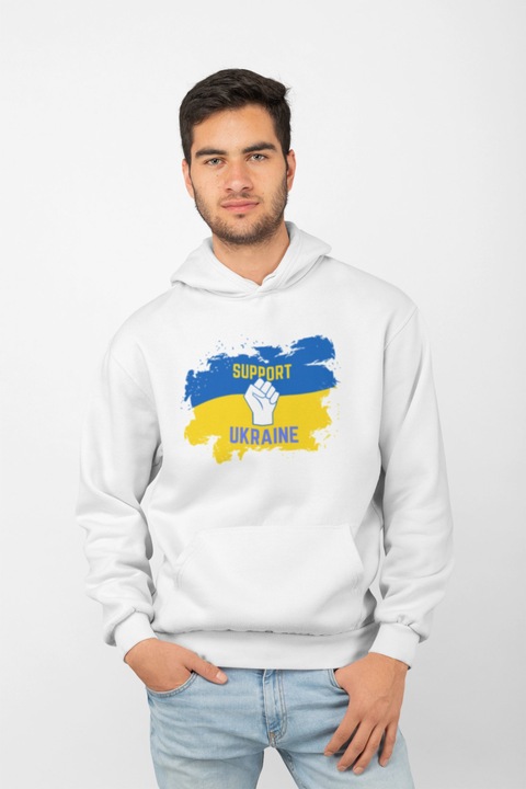 Мъжка качулка Support Ukraine White, S