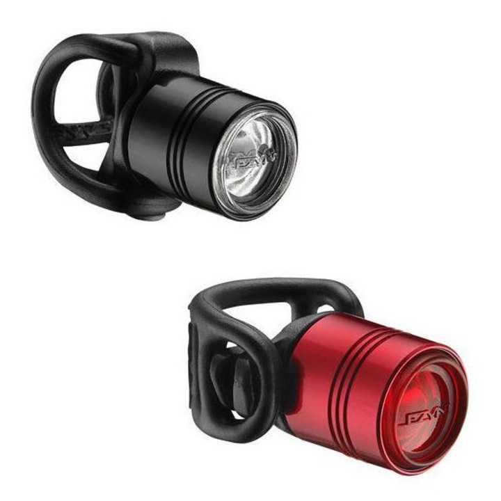 Kerékpár első/hátsó lámpakészlet, Lezyne, LED, 15/7 lumen, fekete/piros