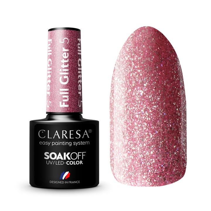 Oja semipermanenta Claresa, Soak Off, Full Glitter 5, 5 ml