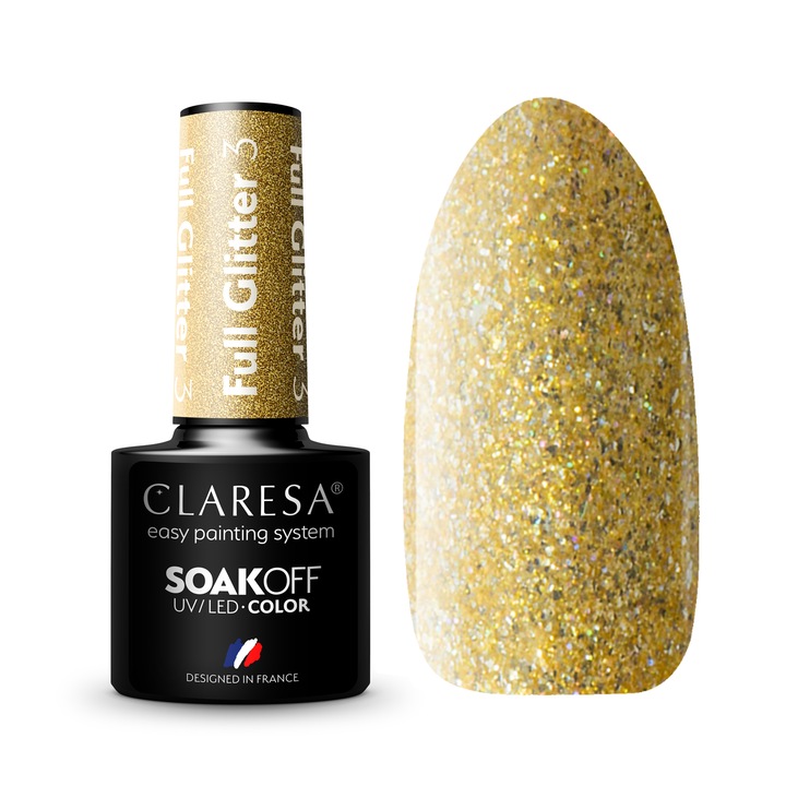 Oja semipermanenta Claresa, Soak Off, Full Glitter 3, 5 ml