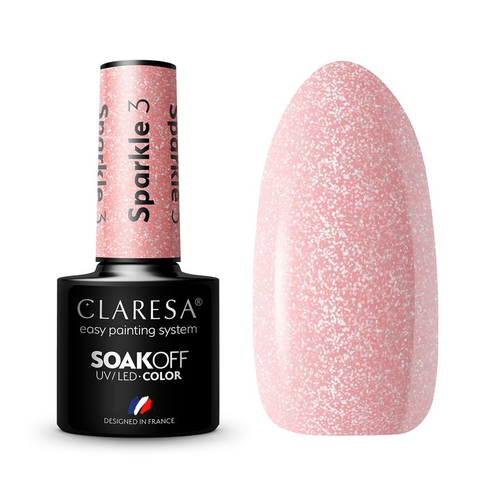 Полуперманентен лак за нокти Claresa, Soak Off, Sparkle 3, 5 ml
