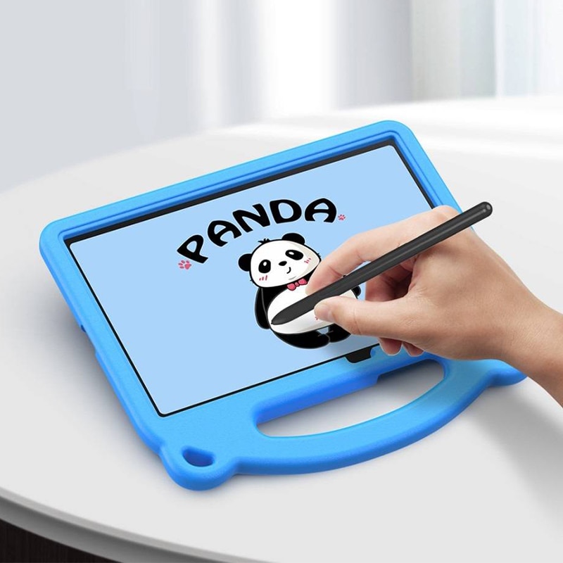 Husa tableta copii pentru iPad Mini 6, 2021, Kid Safe AntiShock, Stand, Happy Colorful, Silicon Spuma, Albastru
