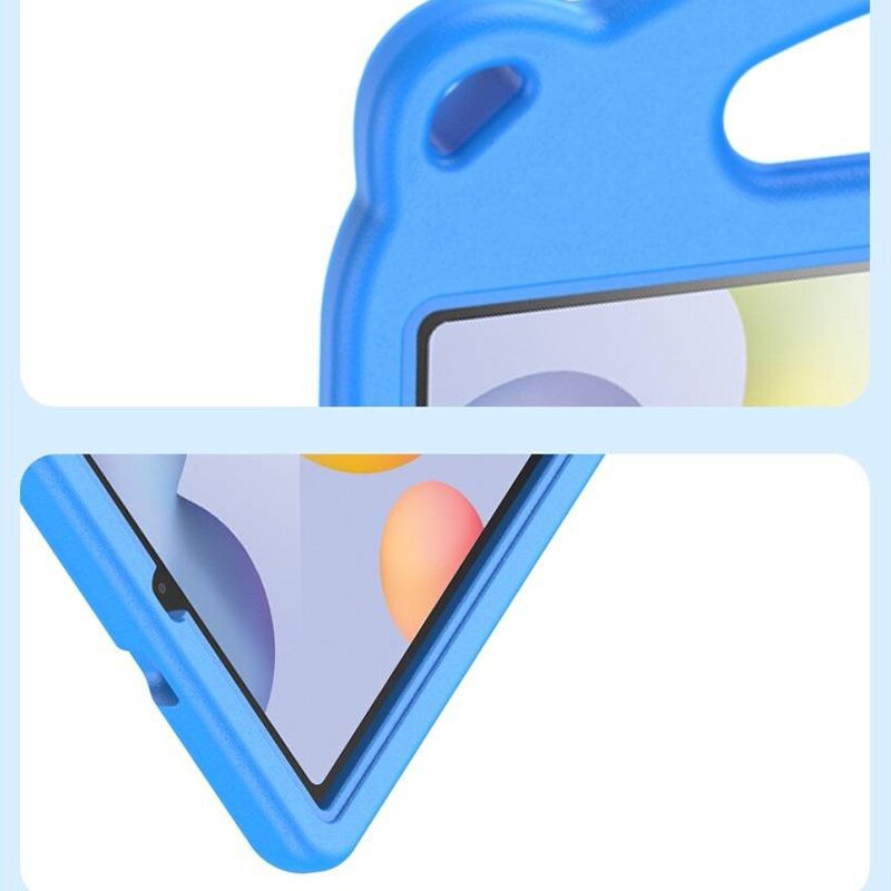 Husa tableta copii pentru iPad Mini 6, 2021, Kid Safe AntiShock, Stand, Happy Colorful, Silicon Spuma, Albastru