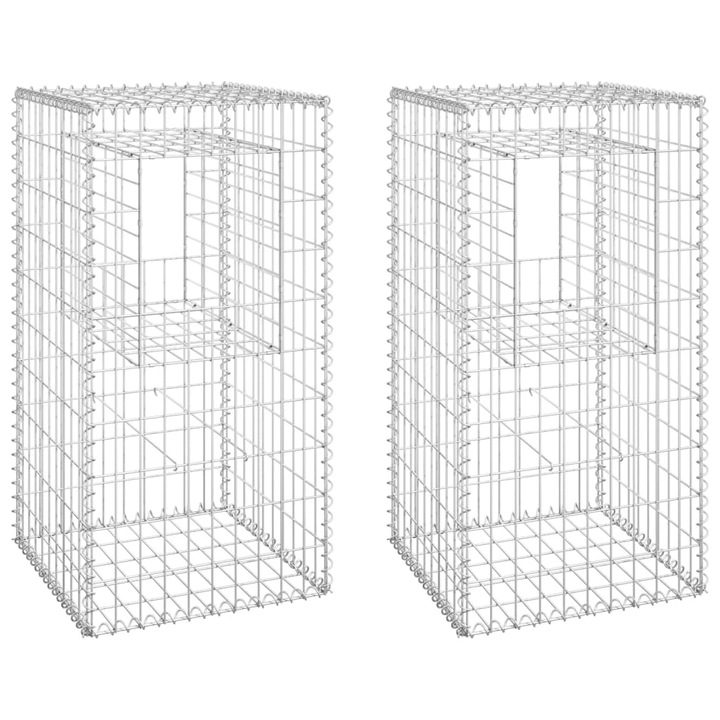 Set stalpi tip cos gabion vidaXL, 2 buc., 50x50x100 cm, fier 17.5 kg 151269