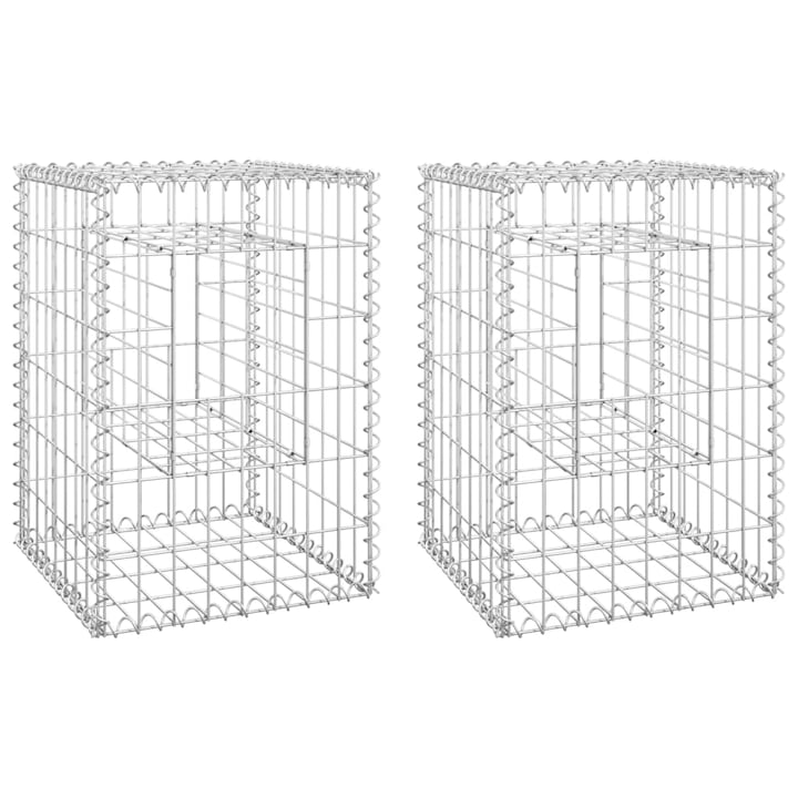 Set stalpi tip cos gabion vidaXL, 2 buc., 40x40x60 cm, fier 10 kg 151259