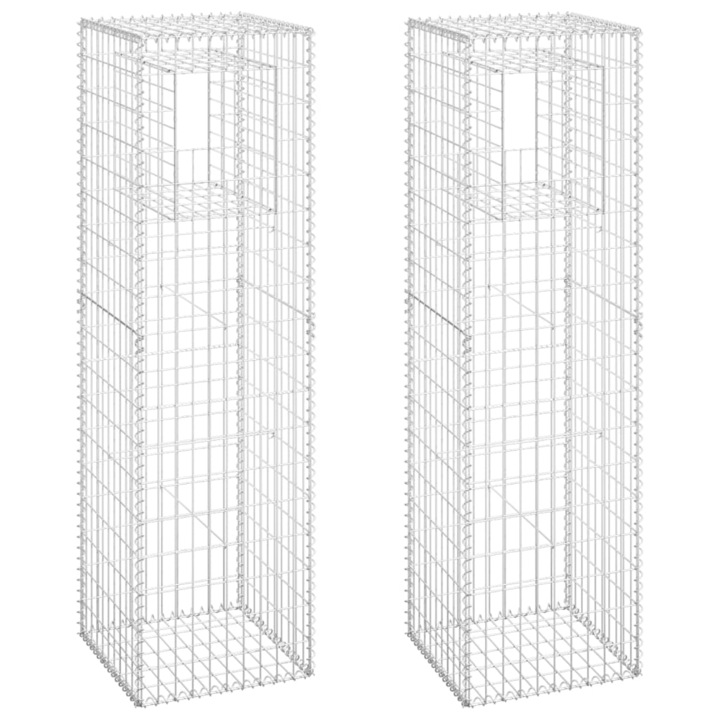 Set stalpi tip cos gabion vidaXL, 2 buc., 50x50x180 cm, fier 26.25 kg 151273