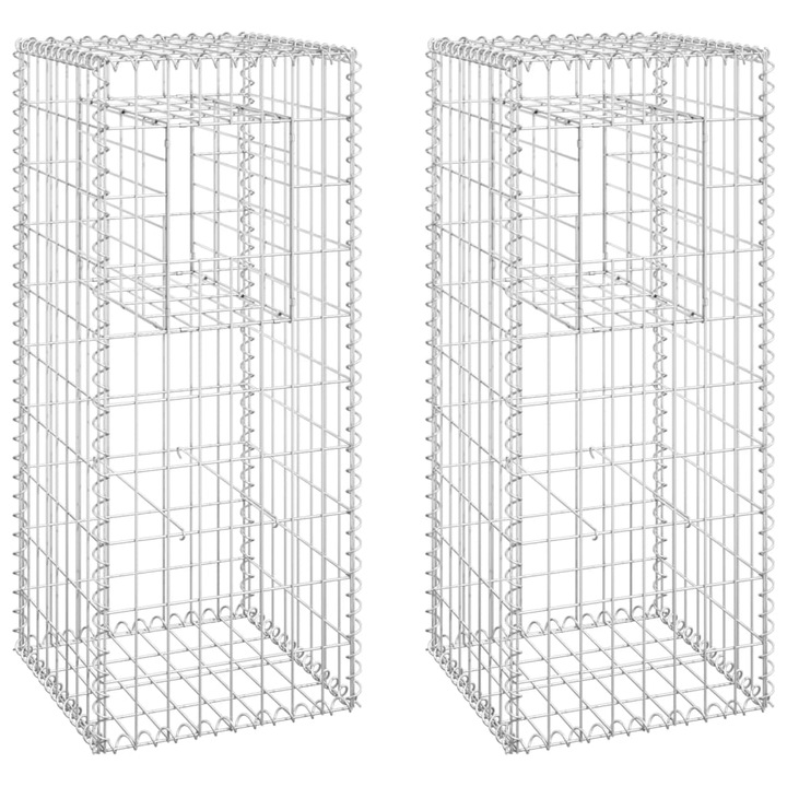 Set stalpi tip cos gabion vidaXL, 2 buc., 40x40x100 cm, fier 13.5 kg 151261