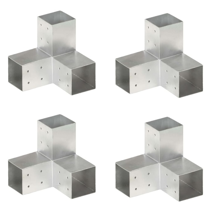 Set conectori de grinda vidaXL, forma Y, 4 buc, 81x81 mm, metal galvanizat 5.95 kg 145466
