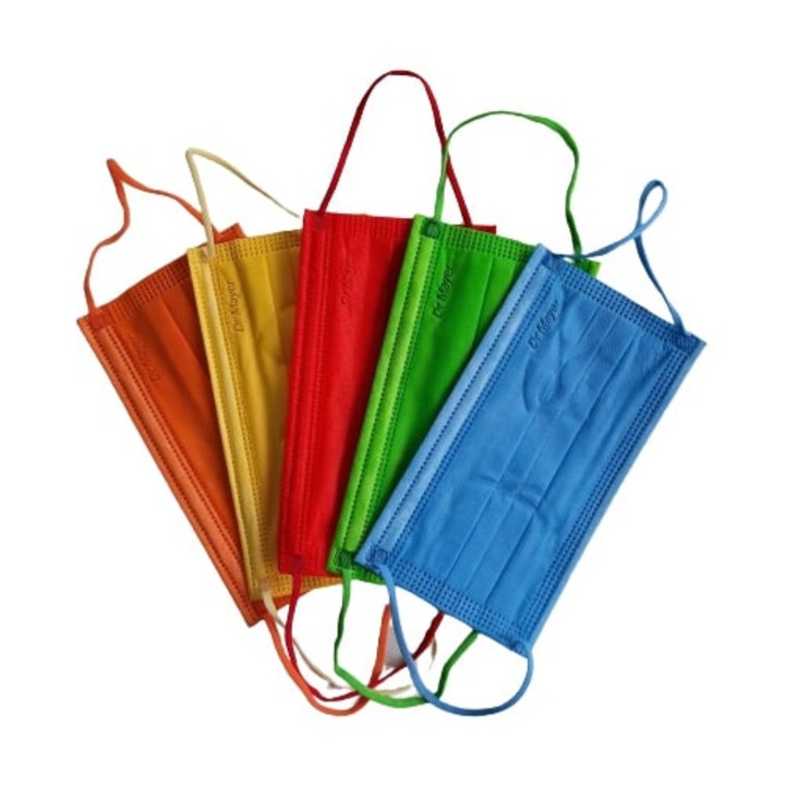 Set 50 bucati Masca chirurgicala medicala, Dr Mayer, 4 straturi, multicolor