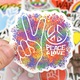 Set Stickere 50 bucati Waterproof Peace And Love pentru skateboard, bicicleta, frigider, geamantan, moto