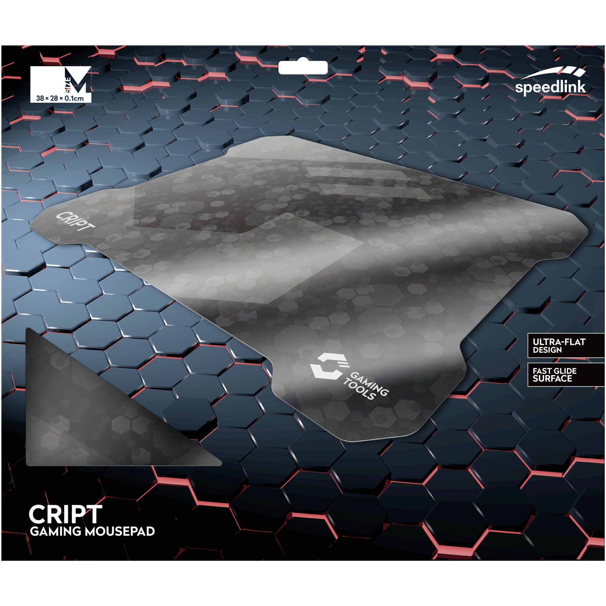 Mousepad gaming SpeedLink CRIPT, ultra plat (0.8mm), forma ergonomica ...