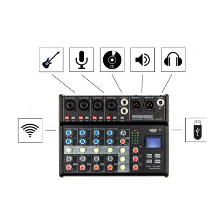 Pronomic B-603 keverő, bluetooth, USB