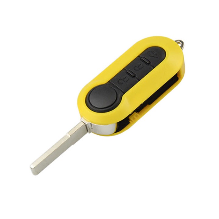 OEM Fiat 500 Panda Punto Bravo Stilo Ducato Citroen Jumper Peugeot Boxer kulcstok, sárga, 3 gombos