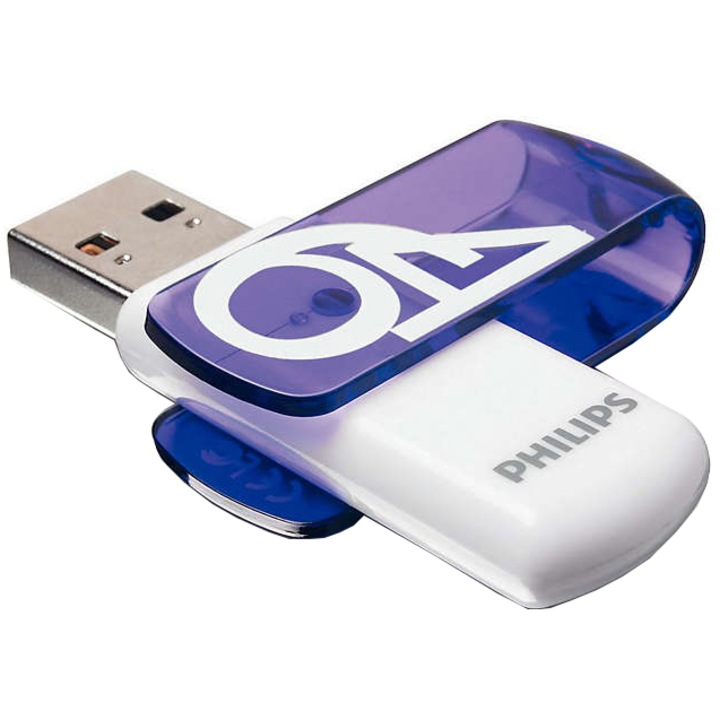 Philips Vivid Edition FM64FD05B/10 USB Pendrive, 64GB, USB 2.0, Fehér/Lila