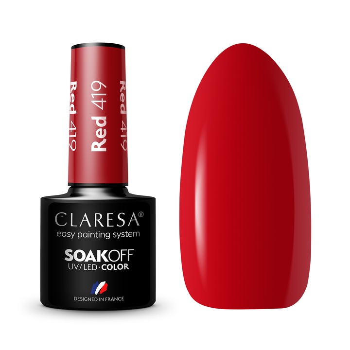 Oja semipermanenta Claresa, Soak Off, Red 419, 5 ml