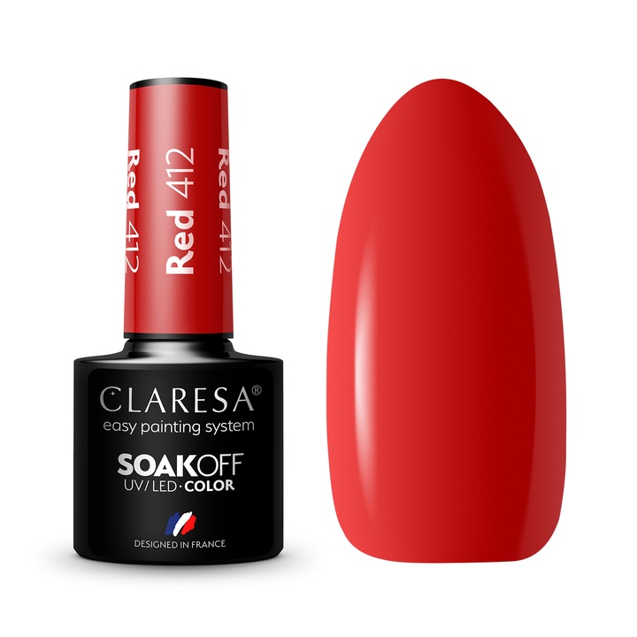 Oja semipermanenta Claresa, Soak Off, Red 412, 5 ml