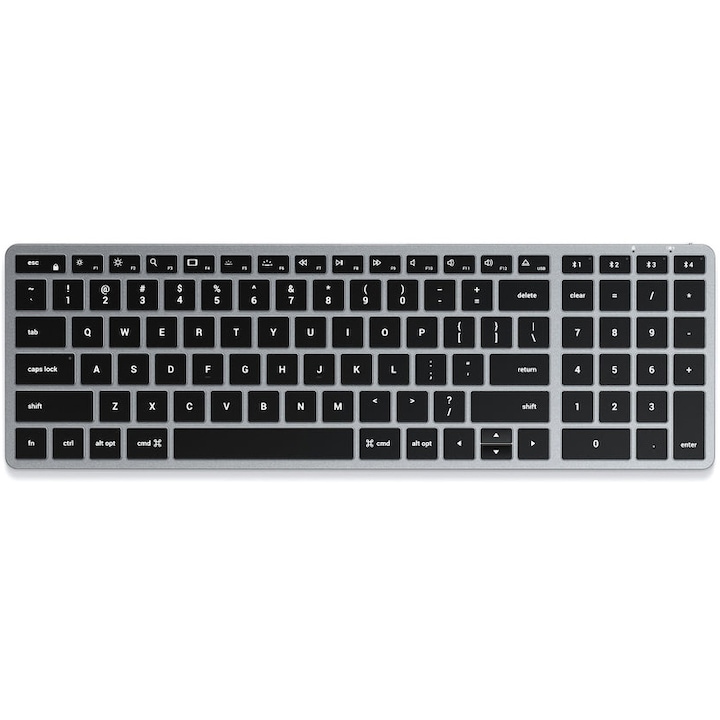 Tastatura Wireless Satechi X2 Slim Bluetooth retroiluminata cu Keypad numeric, US, Gri spatial