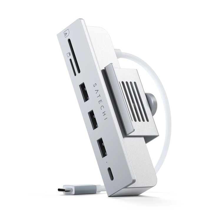 Satechi USB-C Clamp Hub iMac 24inch, 2021 /, 1x USB-C max. 5 Gbps, 3x USB-A 3.0 max. 5 Gbps, Apple S.Drive Micro/SD meghajtóval, Ezüst