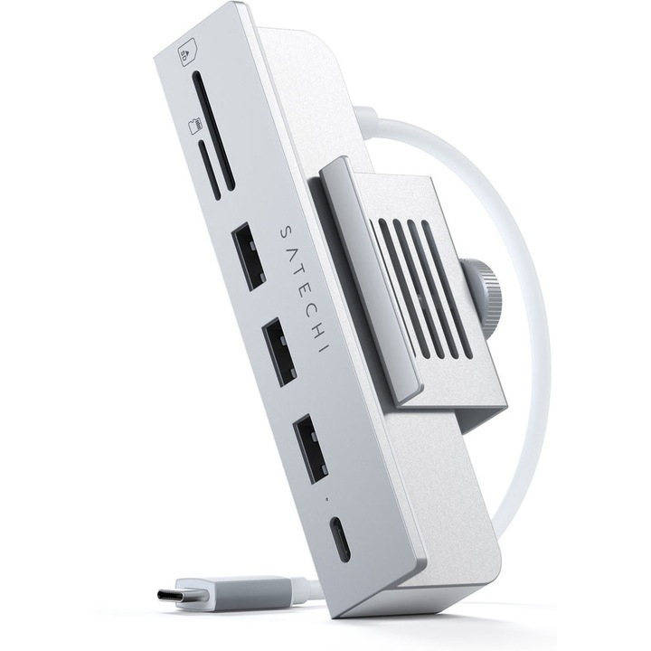 Hub tip clema USB-C Satechi pentru iMac 24inch 2021 / 1x USB-C pâna la 5 Gbps,3x USB-A 3.0 pâna la 5 Gbps, Micro/SD, Argintiu