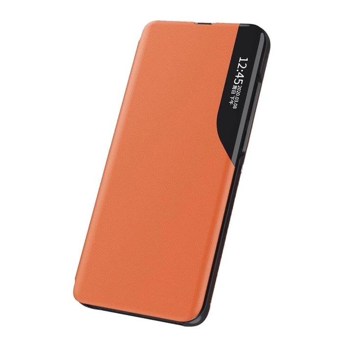 Калъф за Huawei P40 Lite Smart View Case, с функция за стойка, флип / карта, оранжев