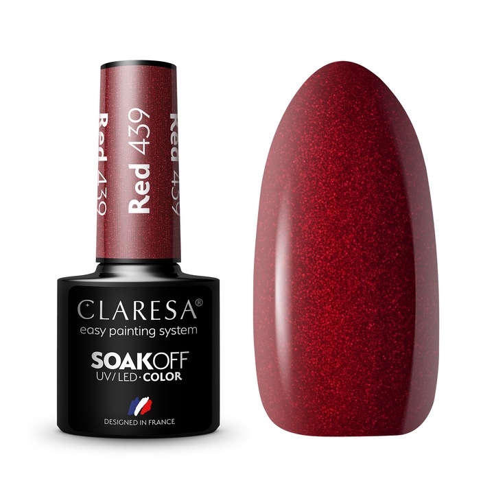 Oja semipermanenta Claresa, Soak Off, Red 439, 5 ml