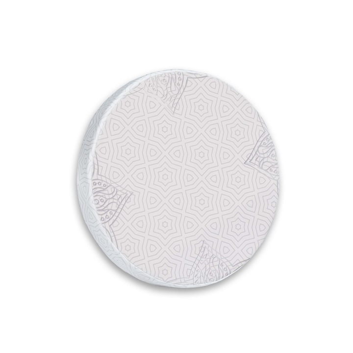 Декоративна възглавница с орнаменти, Кръгла, Ø 40см, Бял/Сив