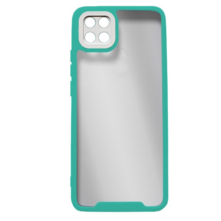 Husa cu bumper TPU pentru Realme C21, Protectie Camera, Super Slim, Turcoaz