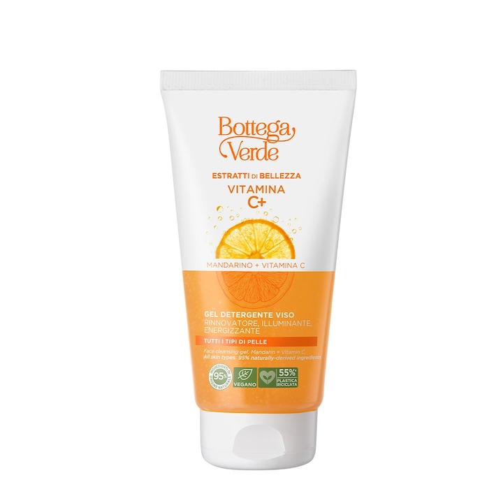 Gel de curatare a fetei, pentru toate tipurile de ten cu extract de Mandarina si Vitamina C - Estratti di Bellezza, 150 ML, Bottega Verde