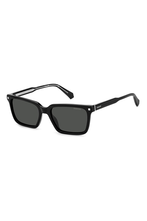 Polaroid, Поляризирани правоъгълни слънчеви очила, Черен, 55-18-145 Standard