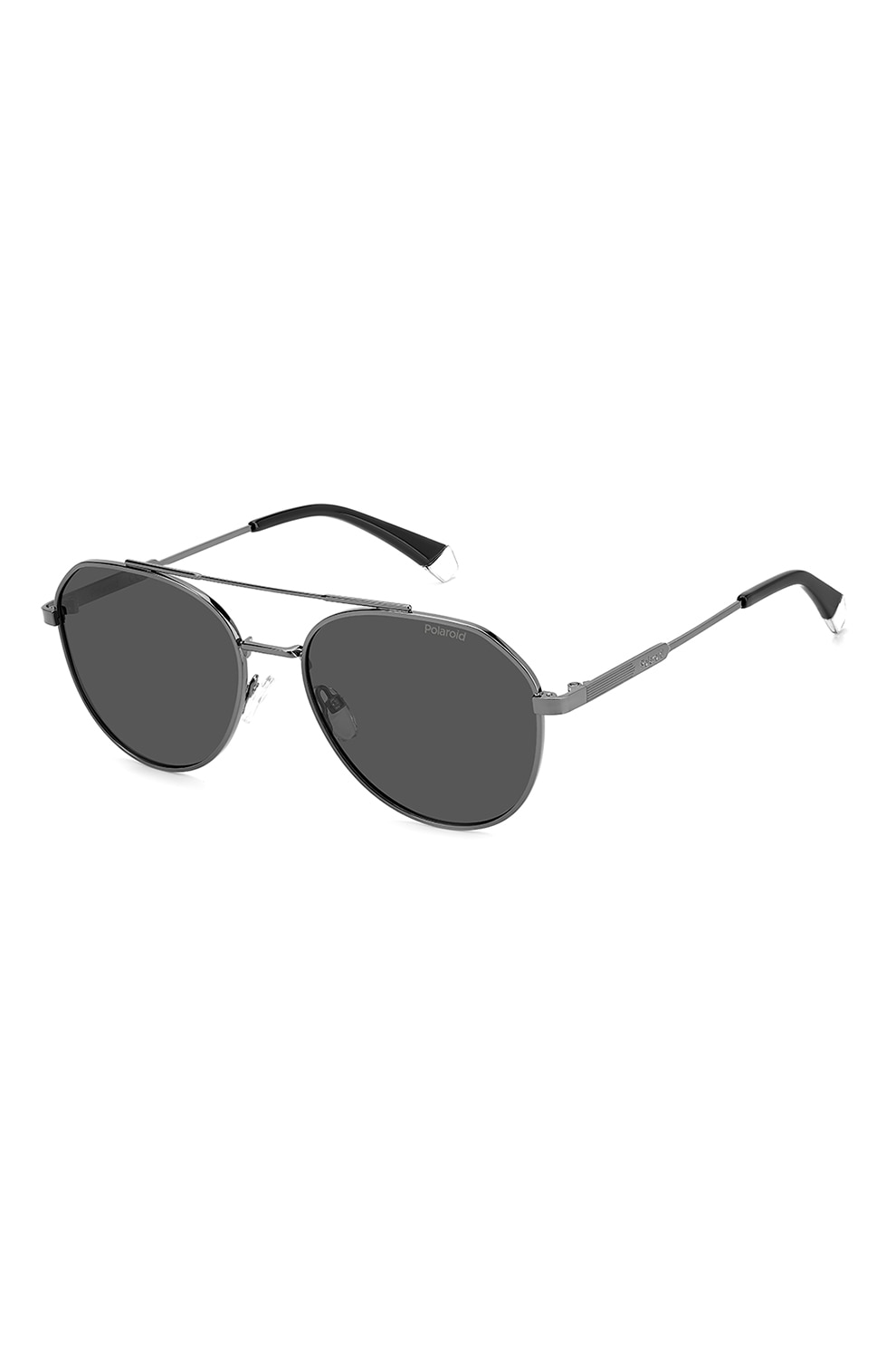 Polaroid, Ochelari de soare aviator cu lentile polarizate, Argintiu, 56-17-145 Standard
