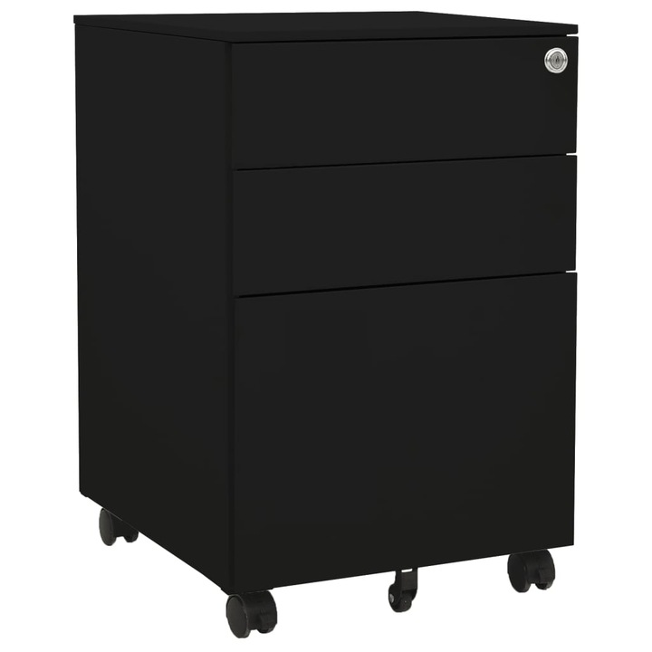 vidaXL fekete acél mobil iratszekrény 39 x 45 x 60 cm 335980