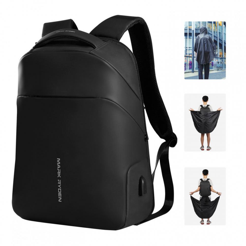 Rucsac Mark Ryden compatibil cu laptop 15.6", capacitate 16L, blocare TSA, port USB, full impermeabil, sistem antifurt, unisex, spatios, negru