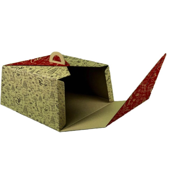 Set 25 Cutii Tort CT2, Imprimate, 270x270x145 mm, Carton Natur