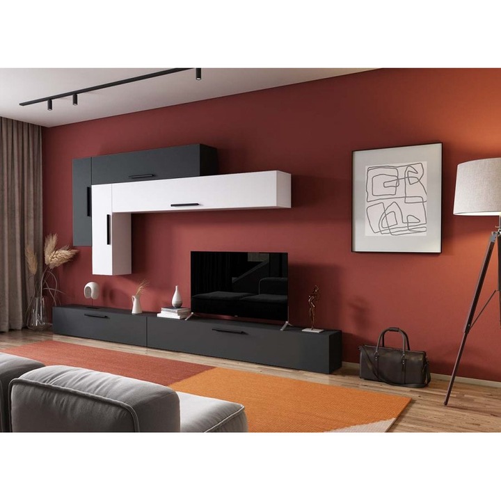 Living Pati 151, Culoare Gri antracit, pal melaminat, L 323 x A 26,7 x H 185 cm