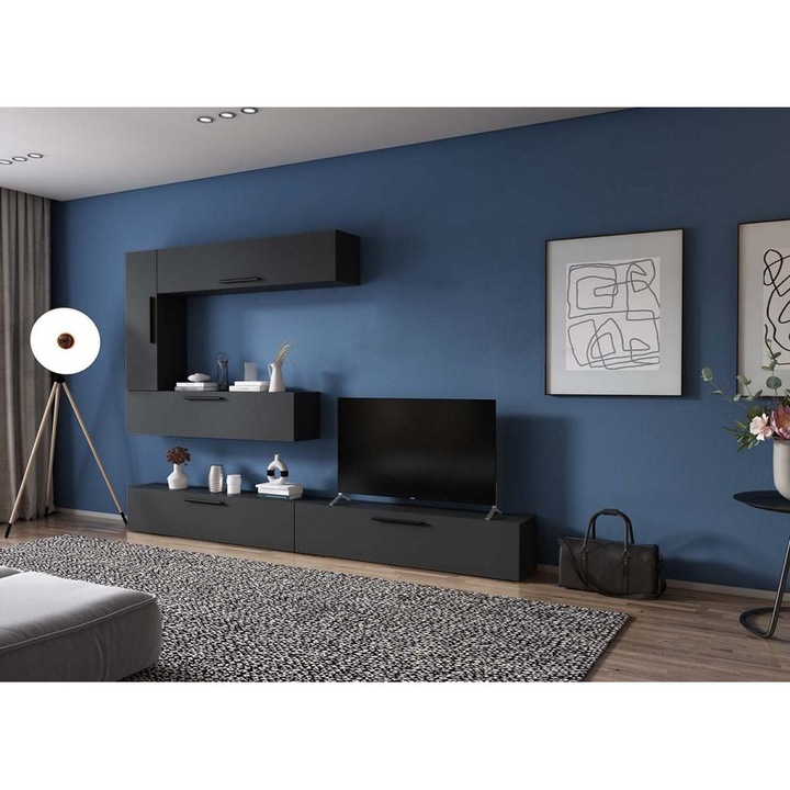 Living Pati 170, Culoare Gri antracit, pal melaminat, L 276 x A 26,7 x H 185 cm