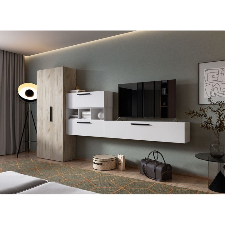 Living Pati 006 cu Dulap, AlbMat, pal melaminat, 16mm, L 309,8 x A 35 x H 185 cm