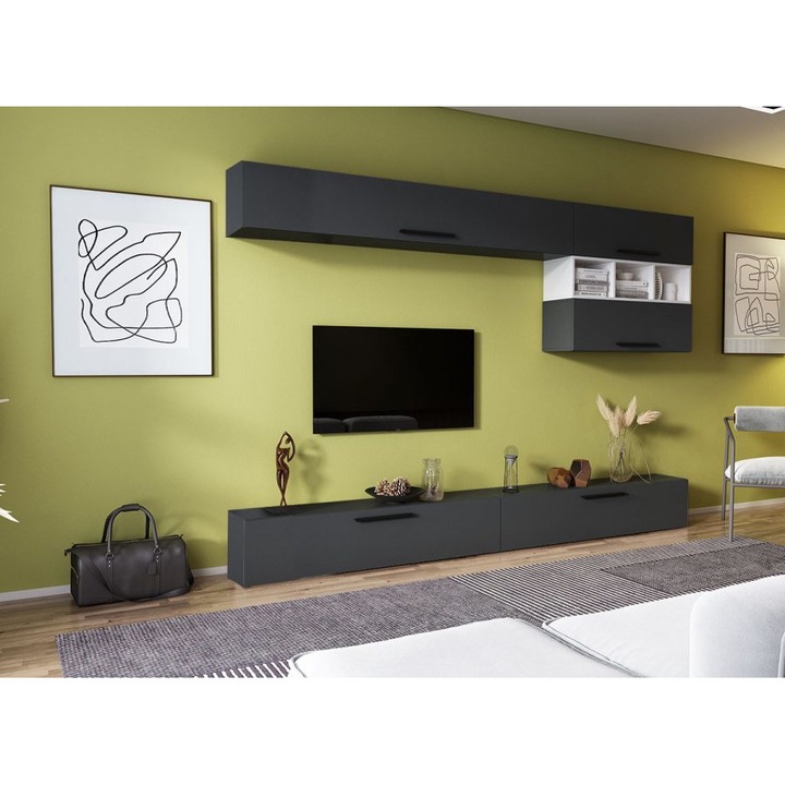 Living Pati 134, Culoare Gri antracit, pal melaminat, L 276 x A 26.7 x H 170cm